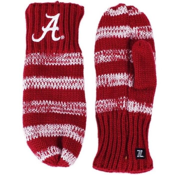 New Alabama Crimson Tide Womens Fleece Lined Knit Mittens Gift Hand Gloves WARM - Picture 1 of 2